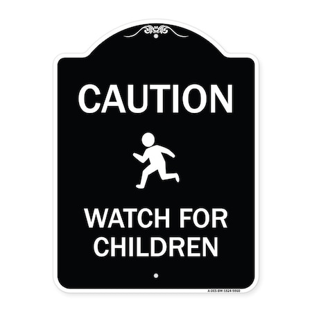 Designer Series-Caution Watch For Children Black & White